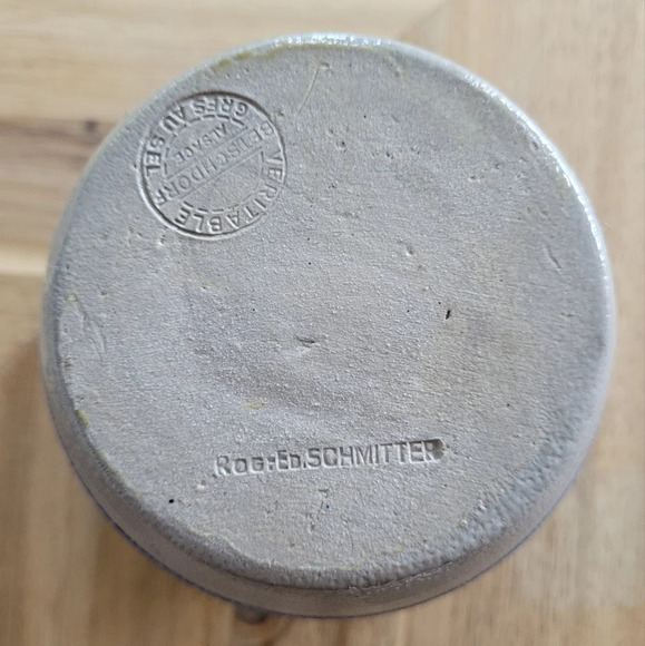 Vintage German Salt-glazed Pottery, French Country Blue Cobalt Crock Stoneware - Picture 4 of 8